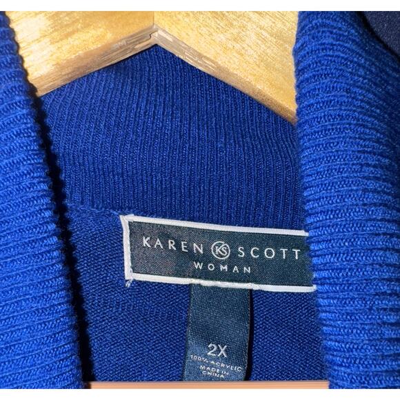NWT Karen Scott Turtleneck Sweater Womens Size 2X Royal Blue Ribbed Long Sleeve - Picture 3 of 3